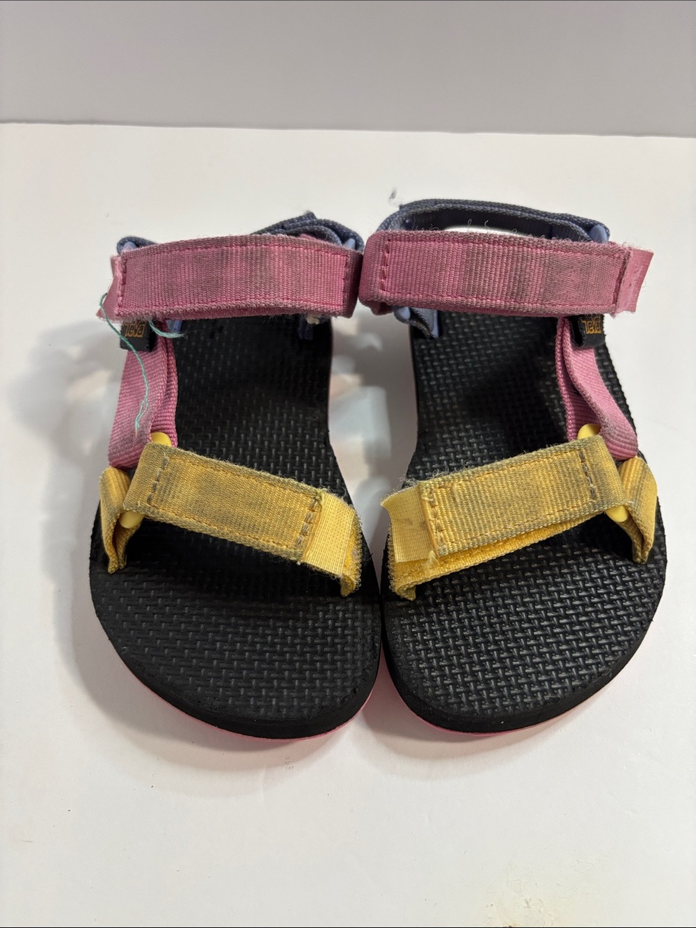 Teva Kids Pink and Yellow Adjustable Strap Sandals Sz 10 GUC